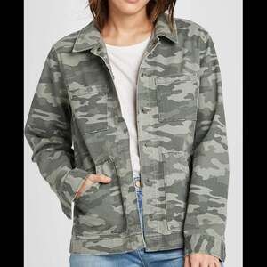 Universal Thread Green Camo Camouflage Snap Button Jacket Women's Size Small